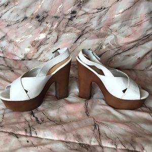 White platform heels